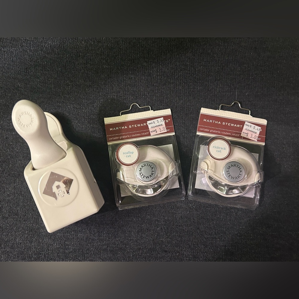 Martha Stewart Crafts Lot: Farm Barn Corner Paper Punch, 2 Rotary Blade Cutters